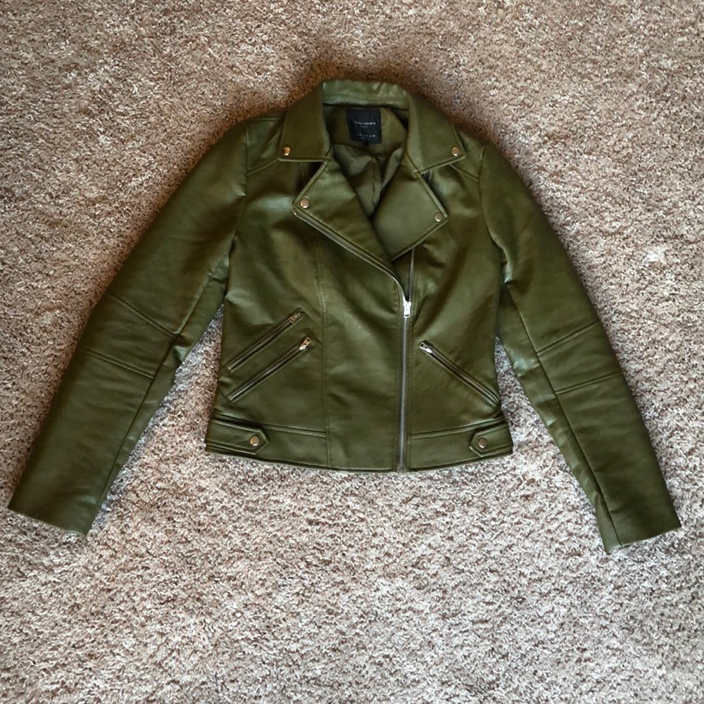 Zara Faux Leather Moto Zip Jacket - Size Medium